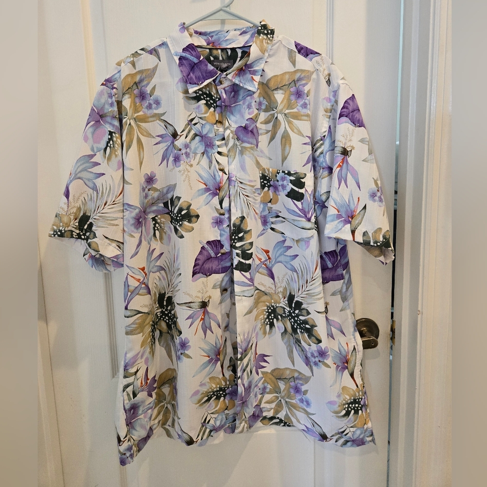 Van Heusen Purple and Green Floral Shirt